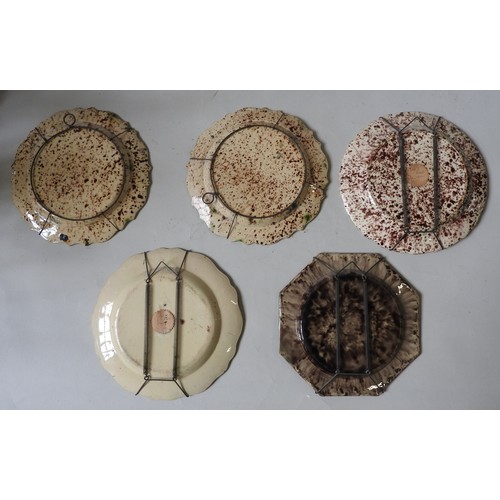 197 - A GROUP OF FIVE WHEILDON CREAM WARE PLATES, LATE 18TH / EARLY 19TH CENTURY, the lot comprised of a p... 