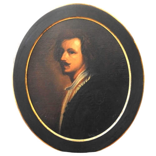 610 - A 19TH CENTURY PORTRAIT OIL PAINTING ON PANEL, CONTINENTAL SCHOOL, of moustachioed nobleman, unsigne... 