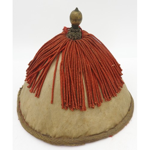 306 - A MANDARIN'S SUMMER COURT HAT IN WOODEN BOXQING DYNASTY, 19TH CENTURYwith a gilt-metal finial21cm hi... 