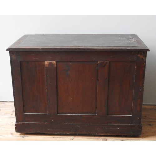 33 - A MAHOGANY WRITING DESK, LATE 19TH CENTURY, rectangular leather inset top with applied moulded edge ... 