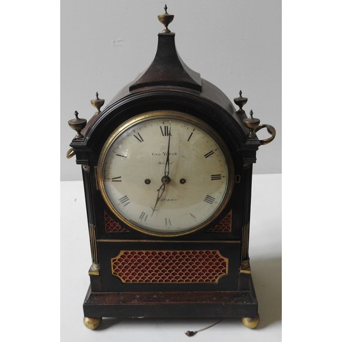 261 - A REGENCY MAHOGANY BRACKET CLOCK BY GEORGE YONGE OF LONDON, CIRCA 1810 striking twin fusee 8-day mov... 