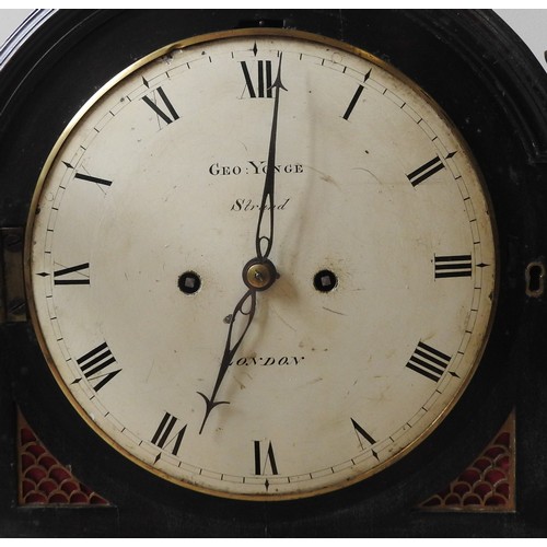 261 - A REGENCY MAHOGANY BRACKET CLOCK BY GEORGE YONGE OF LONDON, CIRCA 1810 striking twin fusee 8-day mov... 