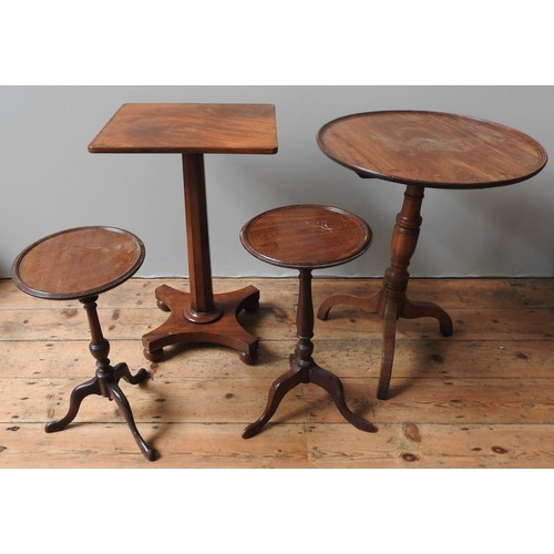 29 - TWO 19TH CENTURY MAHOGANY WINE TABLES, TILT-TOP TABLE AND OCCASIONAL TABLE, both wine tables with ci... 