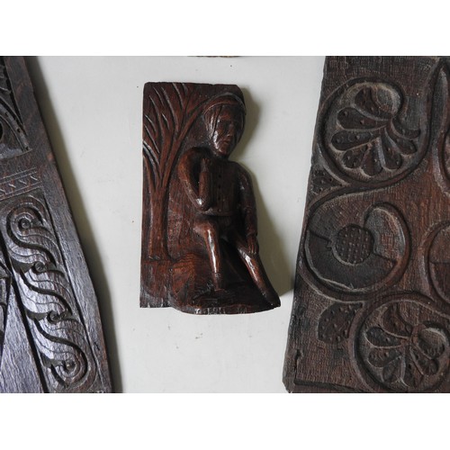 75 - A GROUP OF CARVED OAK PANELS, 18TH/19TH CENTURY, including coffer panels and a panel carved in high ... 