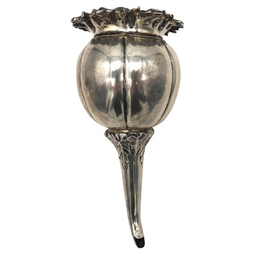 841 - A WILLIAM IV SILVER WINE FUNNEL, naturalistically modelled as a flower head, the rim with repousse f... 