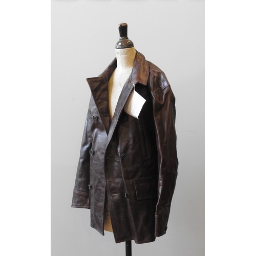 854 - A 1920'S STYLE 'BARNSTORMER' LEATHER JACKET, made to order by Aero Leather Clothing Co, Scotland, do... 