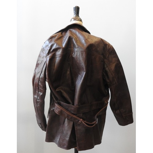 854 - A 1920'S STYLE 'BARNSTORMER' LEATHER JACKET, made to order by Aero Leather Clothing Co, Scotland, do... 