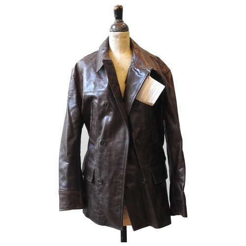 854 - A 1920'S STYLE 'BARNSTORMER' LEATHER JACKET, made to order by Aero Leather Clothing Co, Scotland, do... 