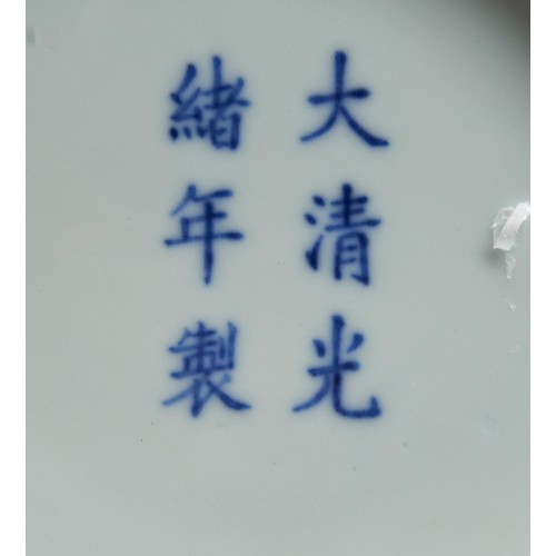 170 - A BLUE AND WHITE 'LOTUS' VASEGUANGXU SIX CHARACTER MARK AND OF THE PERIOD painted in tones of underg... 