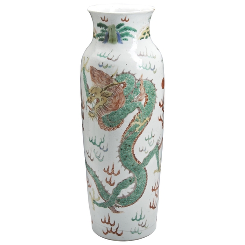 245 - A LARGE WUCAI 'DRAGON' SLEEVE VASETRANSITIONAL PERIOD, 17TH CENTURYthe cylindrical sides decorated w... 