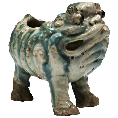 220 - A SHIWAN GLAZED POTTERY 'JIN CHAN' VASEQING DYNASTY, 19TH CENTURYmodelled as a three-legged toad cov... 