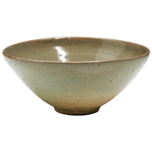 504 - A KOREAN CELADON-GLAZED STONEWARE CHAWAN GOREYEO PERIOD covered all over in a rich grey / green glaz... 