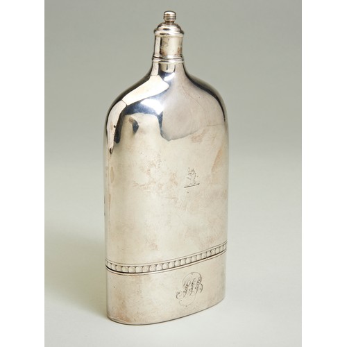 66 - A SCOTTISH SILVER HIP FLASK, POSSIBLY DAVID DOWNIE, EDINBURGH C.1775. A Scottish silver hip flask. T... 