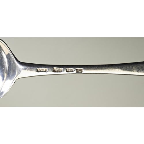 7 - AN UNUSUAL FRONT MARKED HANOVARIAN TABLE SPOON, WILLIAM TWEEDIE, LONDON 1779. A Hanovarian table spo... 