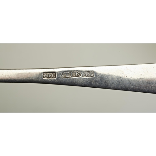 72 - AN IRISH PROVINCIAL BASTING SPOON, LIMERICK C.1790. A 'Bright Star' cut basting spoon by Maurice Fit... 