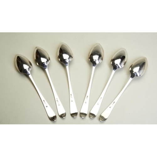 70 - A SET OF SIX SCOTTISH PROVINCIAL TABLE SPOONS, GREENOCK, C.1810. A set of very large table spoons ma... 