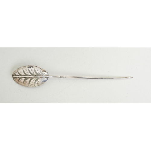 76 - A DUBLIN MOTE SPOON, C.1818. A very uncommon Irish mote spoon. The bowl is chased to represent a tea... 