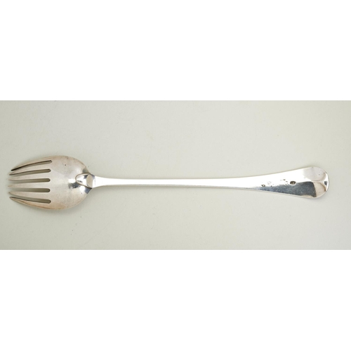 1 - A SALAD FORK, CHRISTIAN KER REID, NEWCASTLE C.1798. An Old English pattern salad fork with an engrav... 