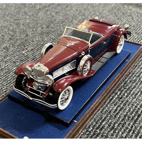 41 - EIGHT PRE-WAR MODEL CARS IN GLASS CASES (1:24)Acquired by our client new in the 1970s, mounted on wo... 