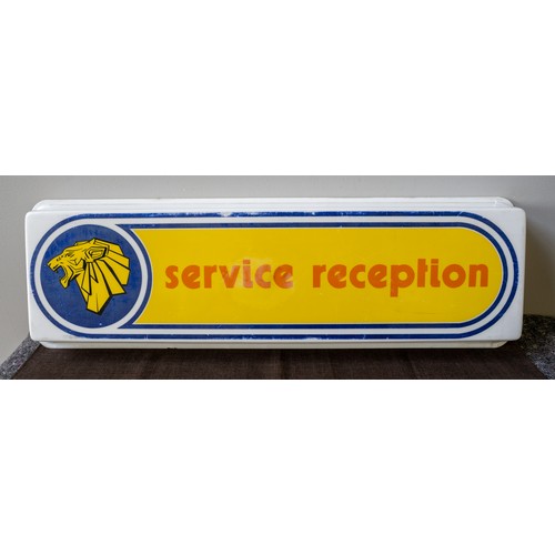 512 - PEUGEOT SERVICE RECEPTION SIGN1970s sign in two halves, printed on opaque acrylic.