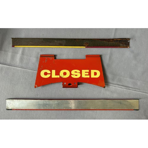 210 - DUNLOP, EXIDE AND OPEN/CLOSED SIGNSDunlop 'means most miles for your money' tin sign (4 x 46cm). Sin... 