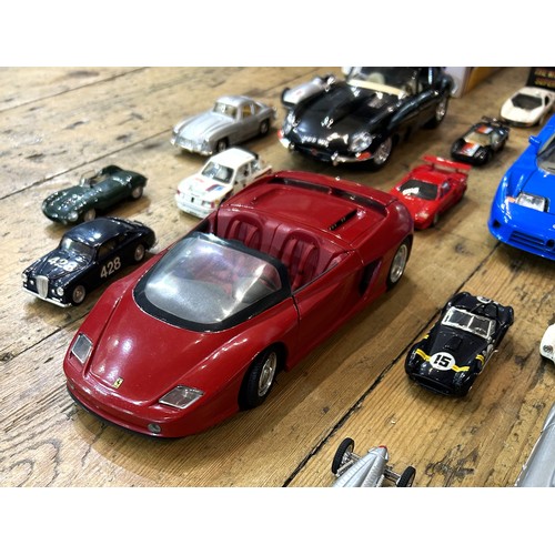 44 - COLLECTION OF 1950S - 1990S SPORTS AND SUPERCAR MODELS Up to 1:12 scale and including models by Buga... 