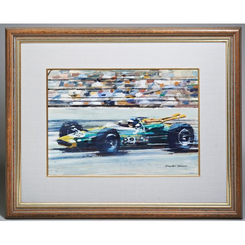 35 - JIM CLARK WINS THE INDY 500, BY DEXTER BROWNOil on canvas painting by Dexter Brown, depicting the le... 