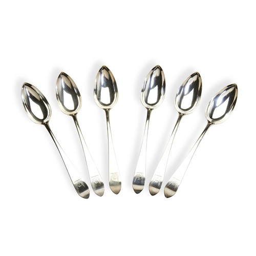 70 - A SET OF SIX SCOTTISH PROVINCIAL TABLE SPOONS, GREENOCK, C.1810. A set of very large table spoons ma... 