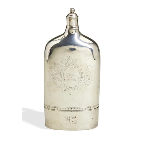 66 - A SCOTTISH SILVER HIP FLASK, POSSIBLY DAVID DOWNIE, EDINBURGH C.1775. A Scottish silver hip flask. T... 