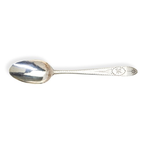 72 - AN IRISH PROVINCIAL BASTING SPOON, LIMERICK C.1790. A 'Bright Star' cut basting spoon by Maurice Fit... 