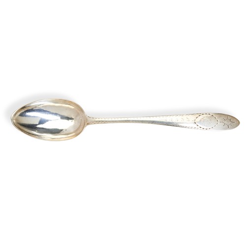 74 - AN IRISH PROVINCIAL BASTING SPOON, LIMERICK C.1790. A classic 