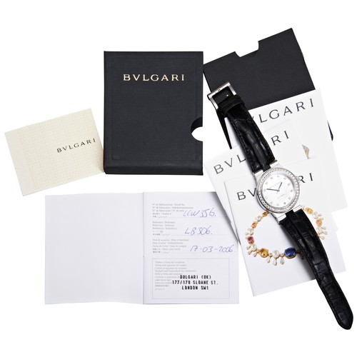 446 - BULGARI REF: L5306: AN 18 CARAT WHITE GOLD DIAMOND SET WRISTWATCH AND SERIAL NUMBER LCW35Gmother of ... 