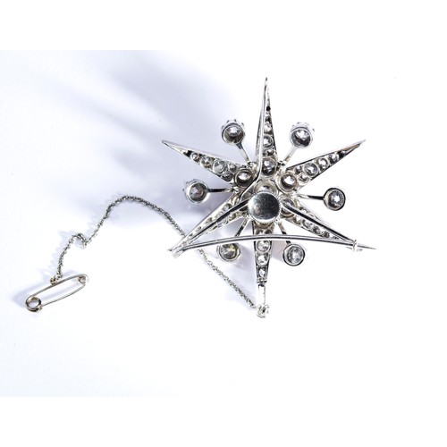 238 - A LATE VICTORIAN DIAMOND STAR BROOCH, CIRCA 1890the old brilliant-cut diamond, cut down collet set w... 