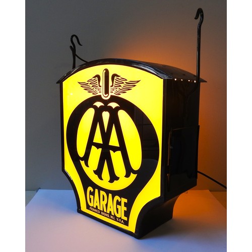 39A - 1930S AA GARAGE ILLUMINATED LIGHT BOX SIGNOriginal, restored, with new glass. With glass side panels... 