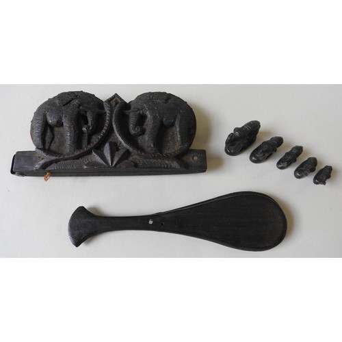 448 - TWO SETS OF VINTAGE OPIUM SCALES, one set in a carved elephant decorated case, along with a set of f... 