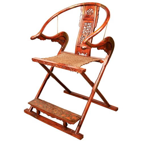 98 - A HUANGHUALI HUNTING FOLDED CHAIR