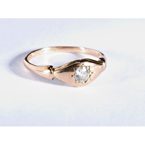 406 - A DIAMOND RINGthe old brilliant-cut diamond star set on a plain gold mount.Marked '9CT'Total weight ... 