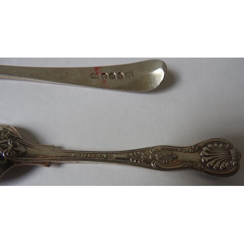 428 - A QUANTITY OF SILVER TEASPOONS, SALT SPOON AND LADLE, the lot comprised of 17 teaspoons, some with b... 