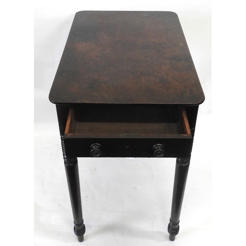 73 - AN EARLY 19TH CENTURY MAHOGANY SIDE TABLE, rectangular top over end frieze drawer and three dummy dr... 