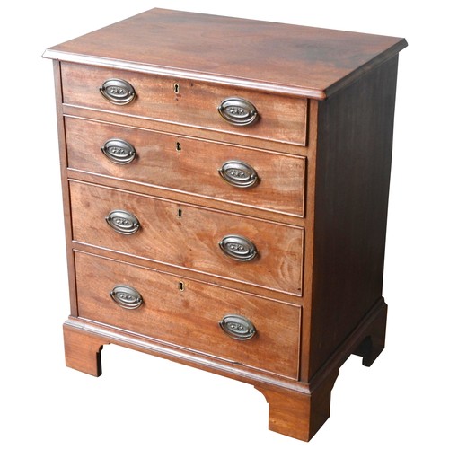5 - A GEORGE III MAHOGANY CHEST OF DRAWERS, CIRCA 1800, of compact proportions, consisting of four gradu... 