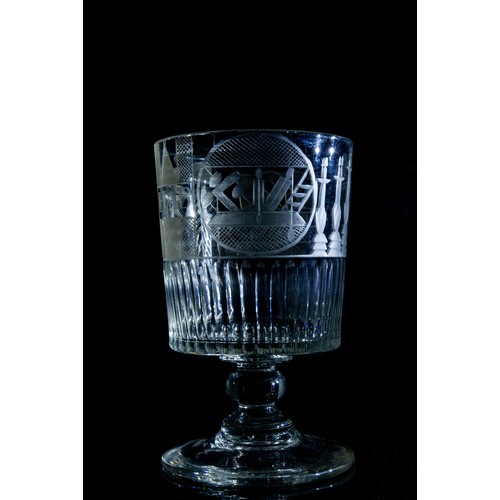 1207 - A MASONIC RUMMERCIRCA 1820Engraved with masonic symbols above a fluted border14cms high... 