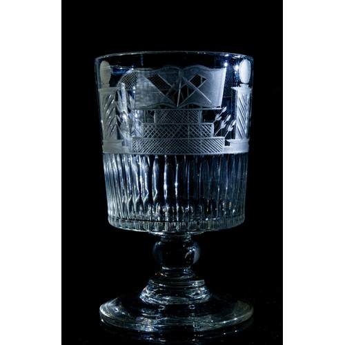 1207 - A MASONIC RUMMERCIRCA 1820Engraved with masonic symbols above a fluted border14cms high... 