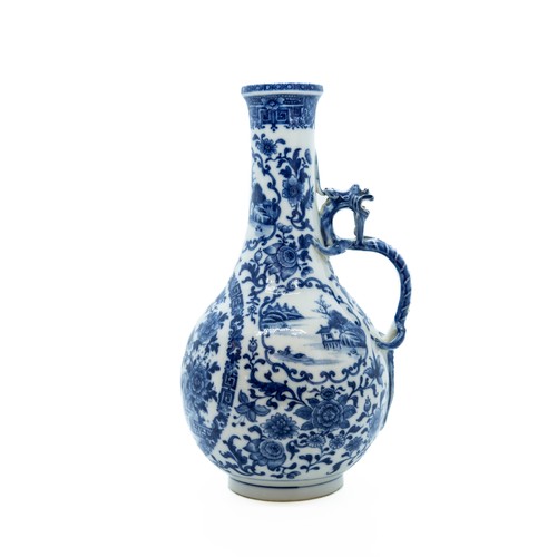 1980 - A FINE CHINESE BLUE AND WHITE EWERQING DYNASTY, 19TH CENTURYdecorated with a panel depicting birds i... 