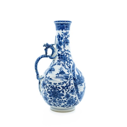 1980 - A FINE CHINESE BLUE AND WHITE EWERQING DYNASTY, 19TH CENTURYdecorated with a panel depicting birds i... 