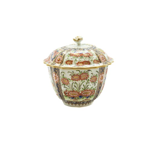 799 - A DR WALL WORCESTER SUCRIERCIRCA 1770Decorated in Imari style, 11cms high (2)