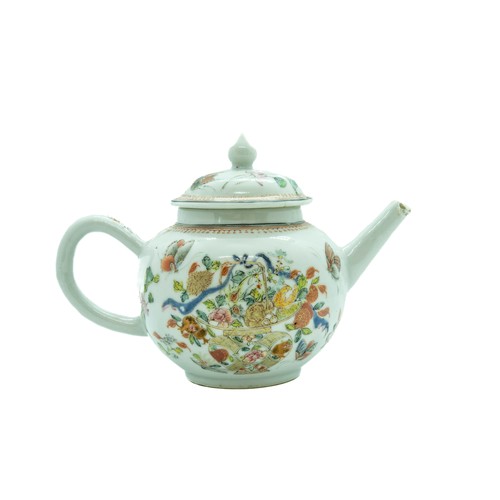 1986 - TWO CHINESE EXPORT PORCELAIN TEAPOTQIANLONG PERIOD (1736-1795)with figural and floral decorations 14... 