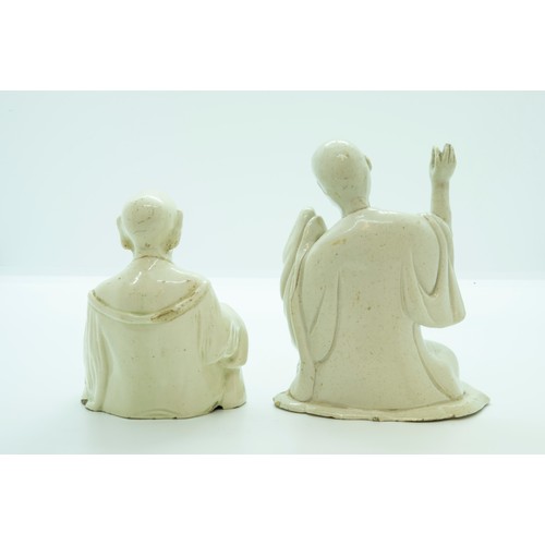 804 - TWO EARLY STAFFORDSHIRE CHINOSERIE FIGURESCIRCA 1760-70The creamware example depicting a seated deit... 