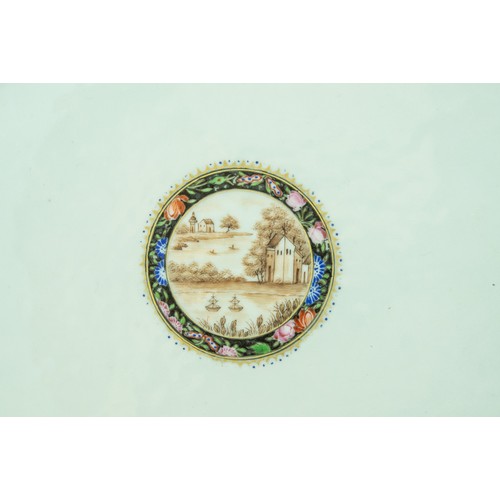 1993 - A RARE CHINESE EXPORT FAMILLE NOIRE AND SEPIA-DECORATED OVAL DISHQIANLONG PERIOD (1736-1796)the cent... 