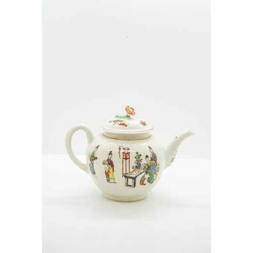 859 - A WORCESTER TEAPOTCIRCA 1770Decorated with a Chinese family, together with a small Wheldon type teap... 