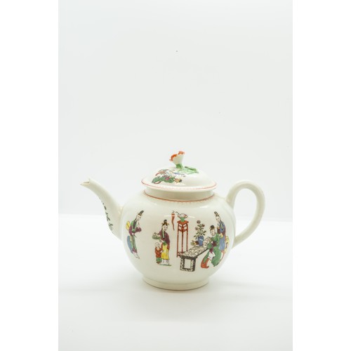 859 - A WORCESTER TEAPOTCIRCA 1770Decorated with a Chinese family, together with a small Wheldon type teap... 